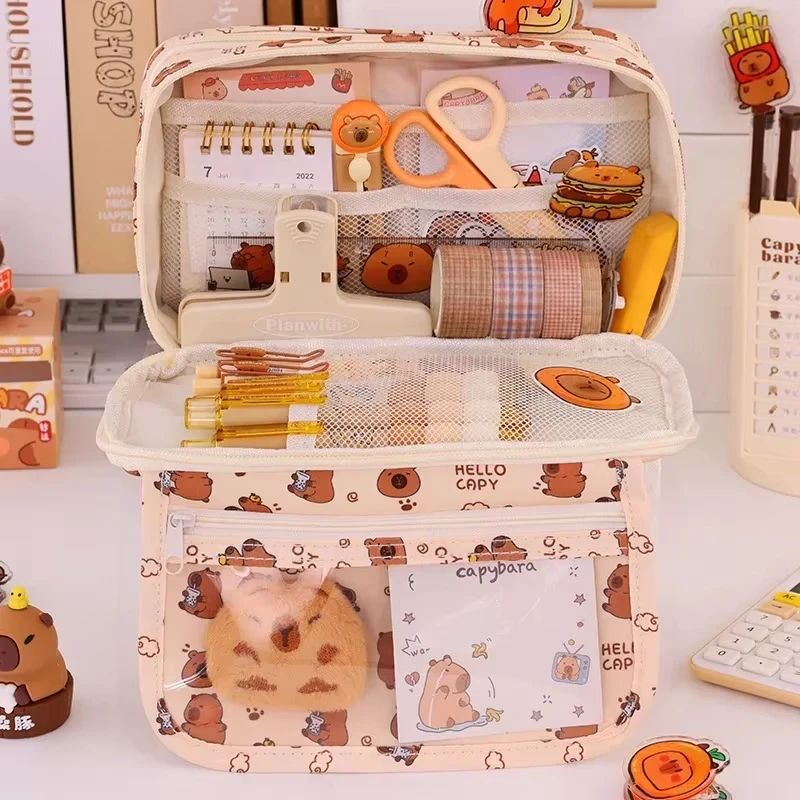 Capybara Multi-Layer Large Capacity Pencil Case Cartoon Stat