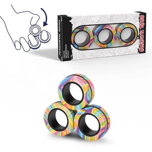 Set Finger Adult Fidget Mag Colorful Toy Rings 3pcs Magnetic
