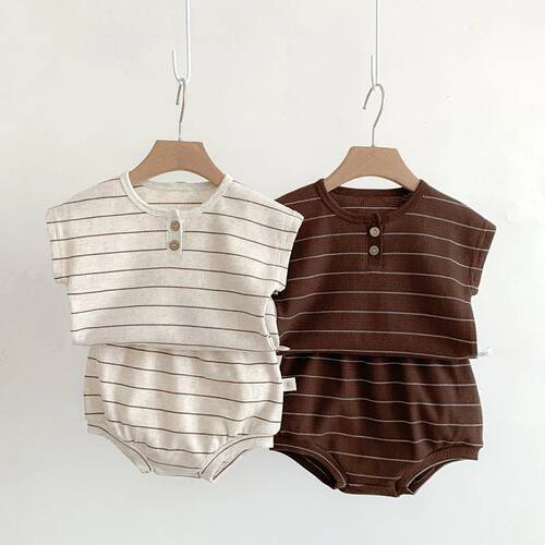 Summer Baby Girls Clothes Set Stripe Boys Infant Clothing Se
