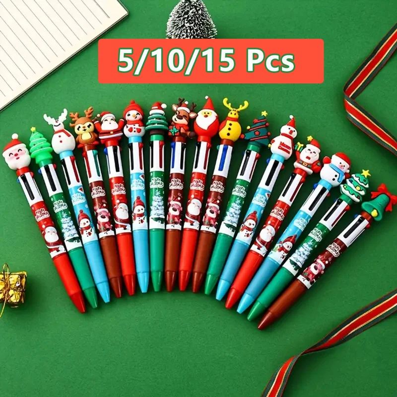 5/10/15New Christmas Edition4Color Ballpoint Pen Santa Claus