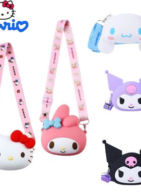 Kawaii  Shoulder Bag Kuromi Silicone Bag Hello Kitty Messeng