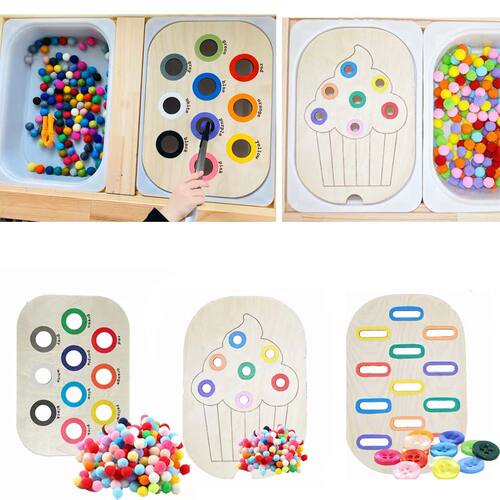 Children's Sensory Tray Table Color Hairball Game Wooden Til