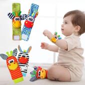 Animal Ratt Months Strap Wrist Socks Toys Rattles Baby