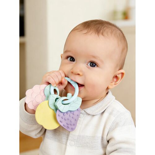 Baby Fruit Style Soft Rubber Rattle Teether Toy Kid born Che
