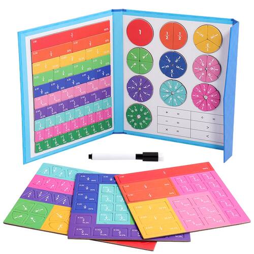 Children Magnetic Fraction Learning Math Toys Wooden Fractio