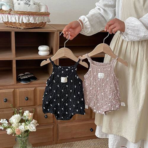 3-24M Summer Cute Baby Cami Bodysuit Cotton Spotted Fabric S