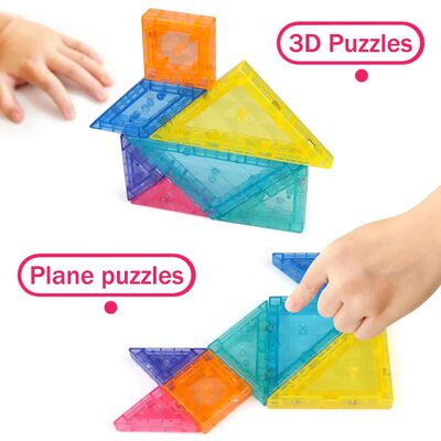Montessori Magnetic Tangram Jigsaw Toys 3D Geometric Figure