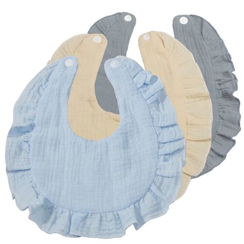 Soft & Absorbent 3-Pack Unisex Muslin Cotton Baby Bibs: Snap