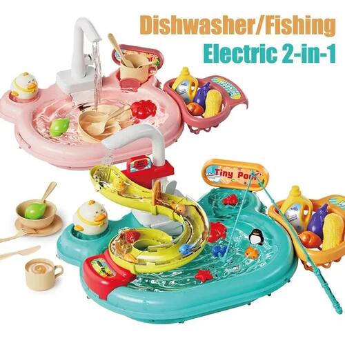 Dishwashing Basin Toys Children Puzzle Pretend Play Toys Gif
