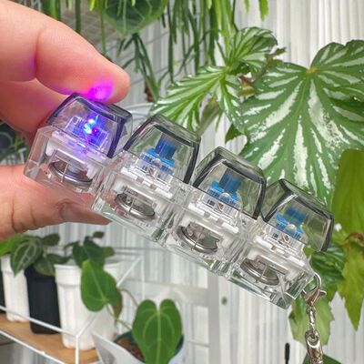 Fidget Toys LED Keyboard Keychain Crystal Clicker Sensory To