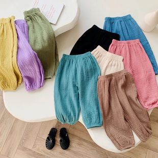 Harem Kids Girls Cotton Linen Sweet Casual Baby Pants Loose