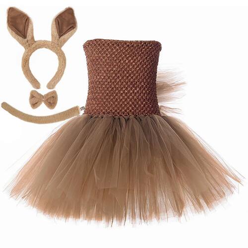 Girls Brown Mane Horse Tutu Dress Costume Kids Farm Animals