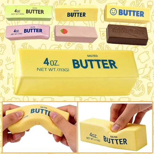 Soft Silicone Food Squishy Toy Butter Chocolate Block Slow R