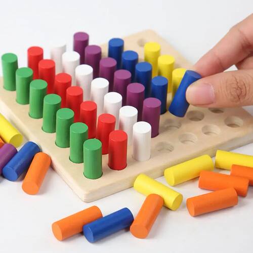 Wooden Montessori Sensory Toys For Kids Color Sorting Counti