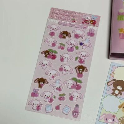 Sugarbunnies Cartoon Cherry Tea Party Felt Stickers Strawber