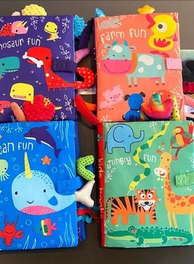 Soft Baby Books 3D Touch Feel Cloth Crinkle Books for Babies