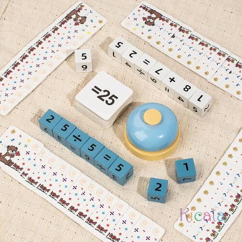 Kids Wooden Math Cube Learning Addition Subtraction Multipli