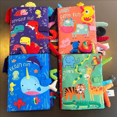 Soft Baby Books 3D Touch Feel Cloth Crinkle Books for Babies