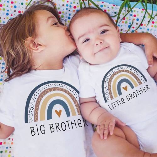 Rainbow Big Brother Little Brother Matching Outfit T Shirts