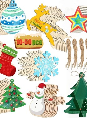 10-50Pcs Wooden Christmas Ornaments Unfinished Wood Slices w