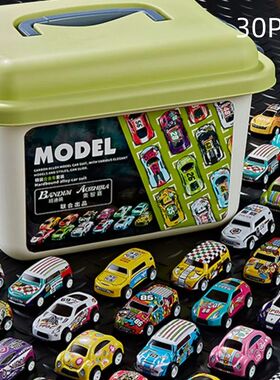 30Pcs Alloy Racing Cars Storage Box Iron Sheet Car Set Rebou