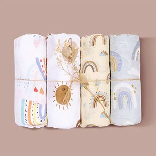 4PCS/Set Baby Muslin Swaddle Blanket Soft Bath Towel For New