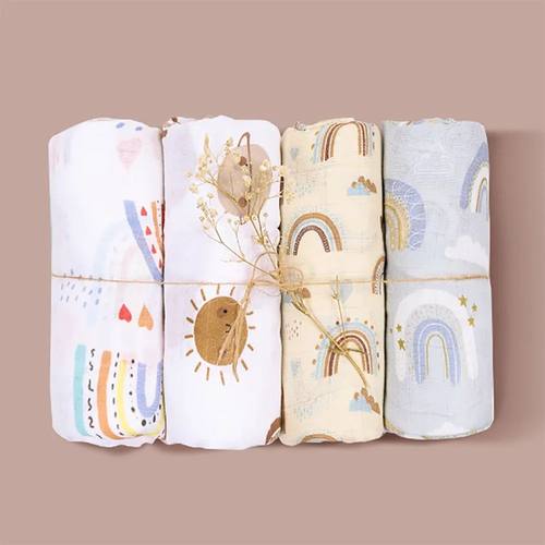4PCS/Set Baby Muslin Swaddle Blanket Soft Bath Towel For New