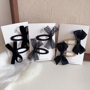 2pcs/set Elegant Princess Bow Baby Girl Hair Clip Black Colo