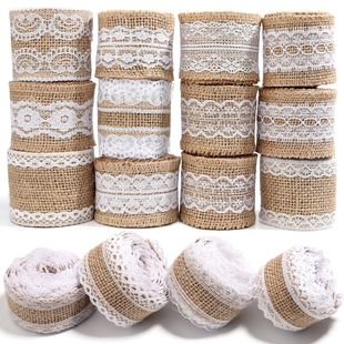 ?Lace Linen Decor roll Wedding Natural Ribbons 2yards Jute