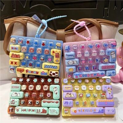 *Candy Color Keycap Keychain Cute Cartoon 26-key Aecompressi