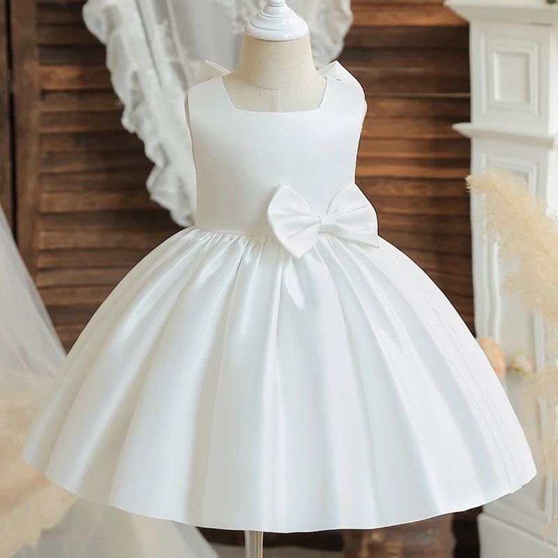Toddler Baby Girls Summer Big Bow Baptism Dresses for Birthd