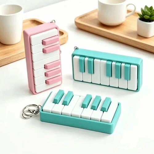 3D Printed Piano Sss Clicker Keychain Novelty 12-key Press P