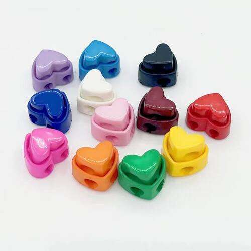 6Pcs Fashion multicolored Heart Shape Cord Locks Rope Stoppe