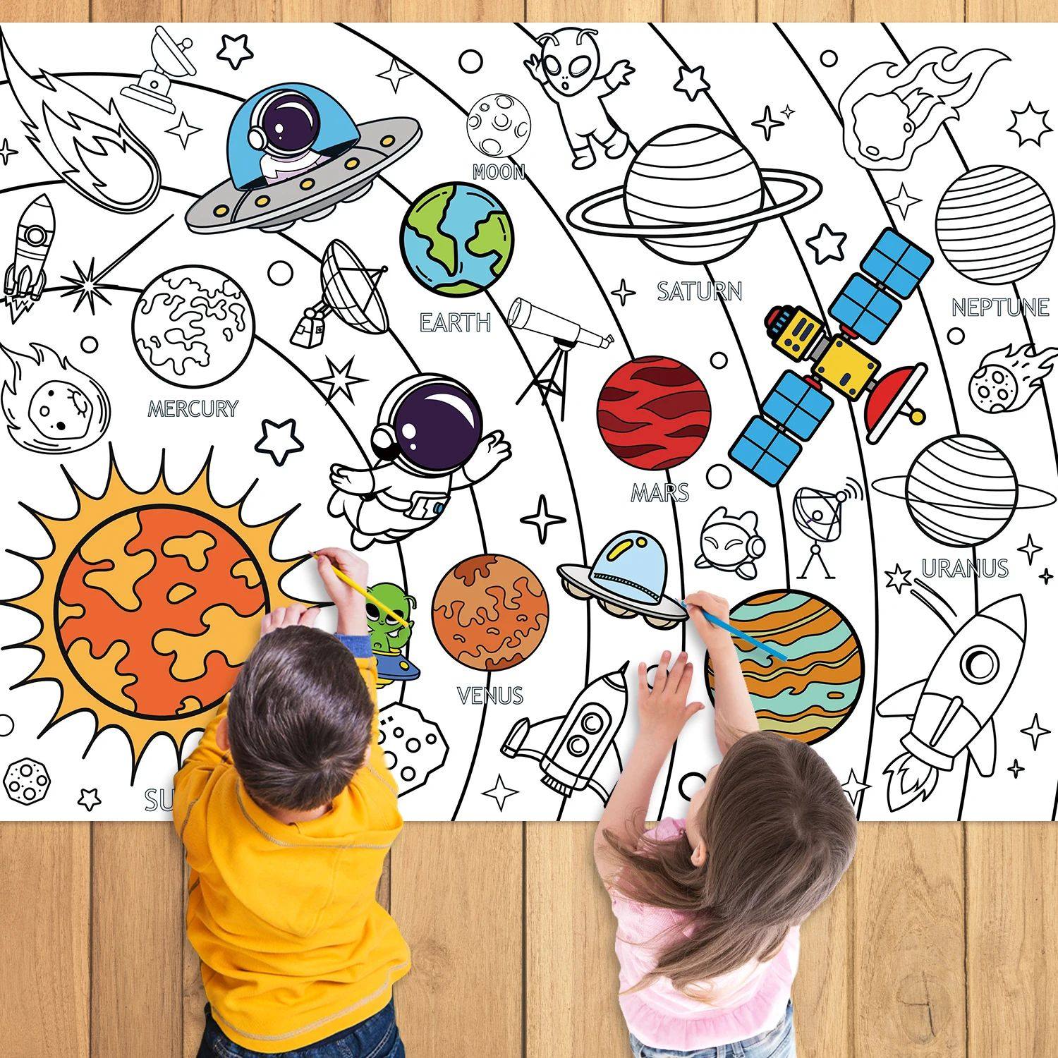 Large Children Drawing DIY Space Sticky Color Filling Paper