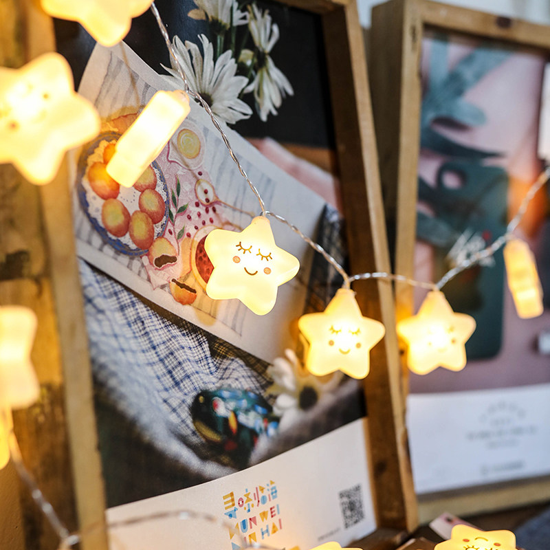 少女心窗帘浪漫风彩灯闪灯串灯