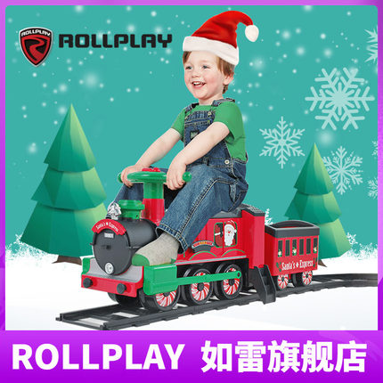 ROLLPLAY如雷儿童轨道小火车可坐人电动车1-3岁宝宝圣诞礼物玩具