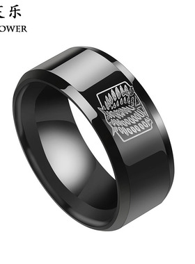 动漫周边热卖 进击的巨人自由之翼标志不锈钢戒指 学生指环饰品