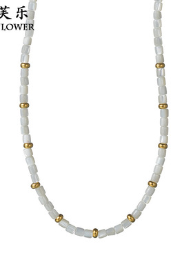 跨境热销白色米珠串珠项链女级感轻奢小众锁骨链不锈钢优雅饰品