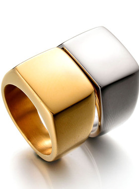 定制刻字钛钢饰品不锈钢大方块简光身戒指时尚个性手饰不锈钢情侣