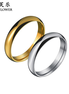 跨境简约不锈钢4mm球面戒指个性小众潮流设计情侣对戒指环百搭