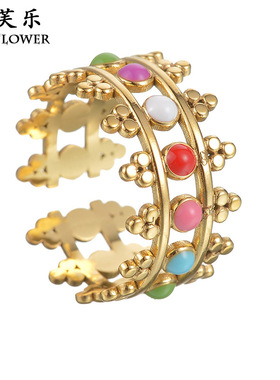 跨境新款ins风钛钢开口戒指级感女轻奢小众个性风潮指环义乌