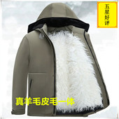 冬季 真羊皮毛一体派克服长羊毛男棉服中老年北方加厚棉袄羊毛皮袄