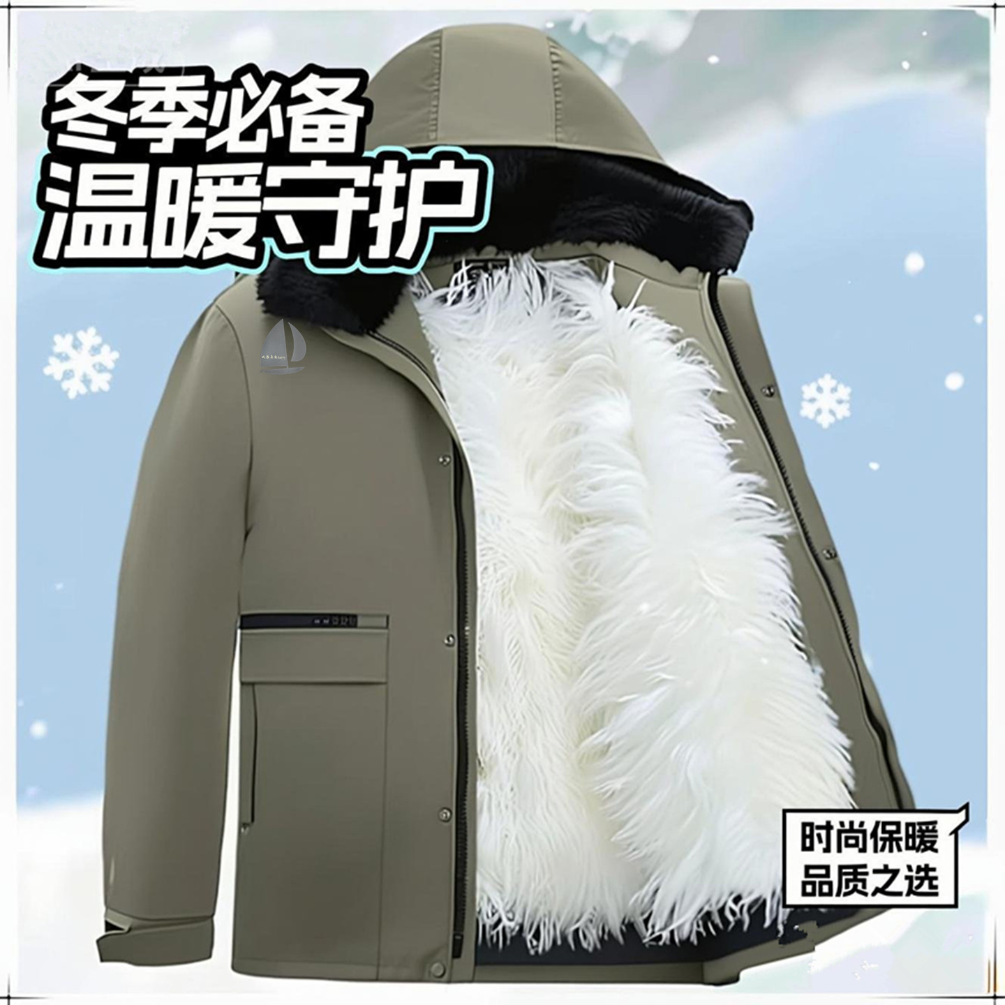 爸爸装真皮毛一体派克服加厚外套羊毛棉袄男中老年东北羊皮袄冬季