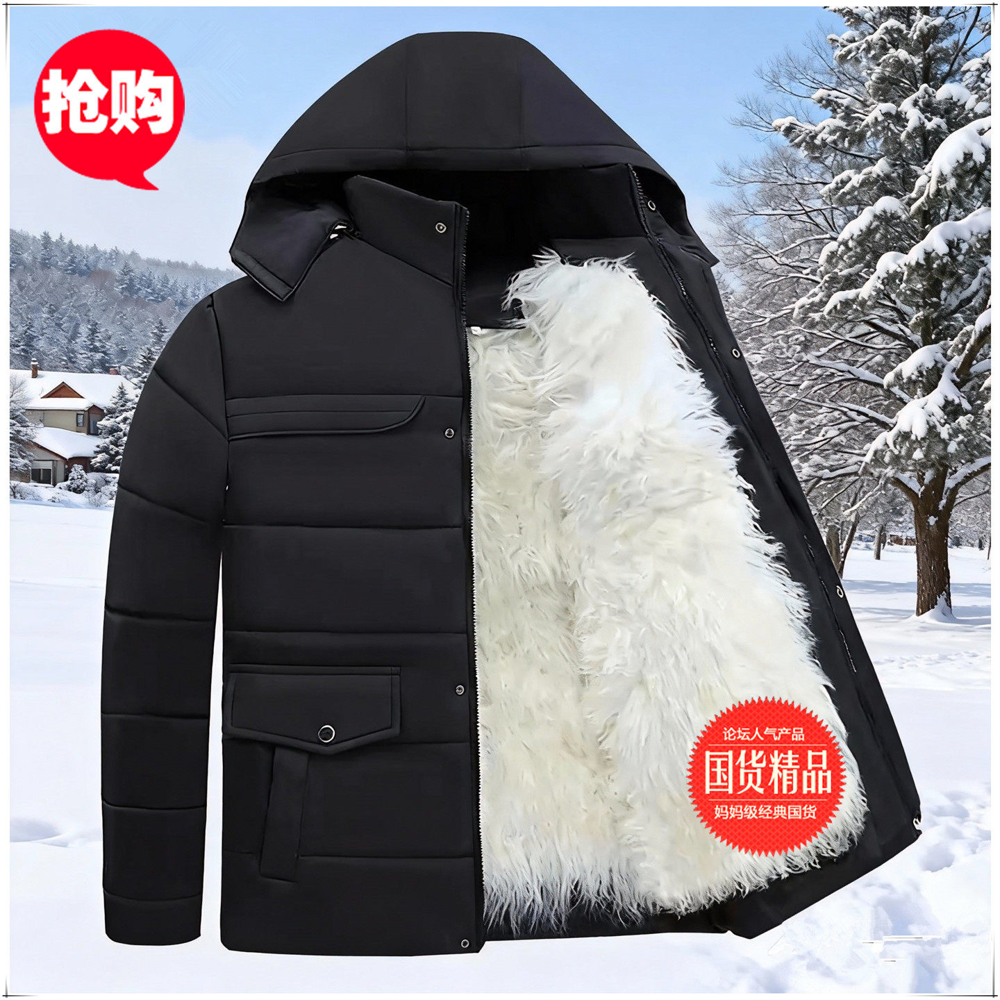 加厚真皮毛派克服男父亲真皮皮毛棉衣