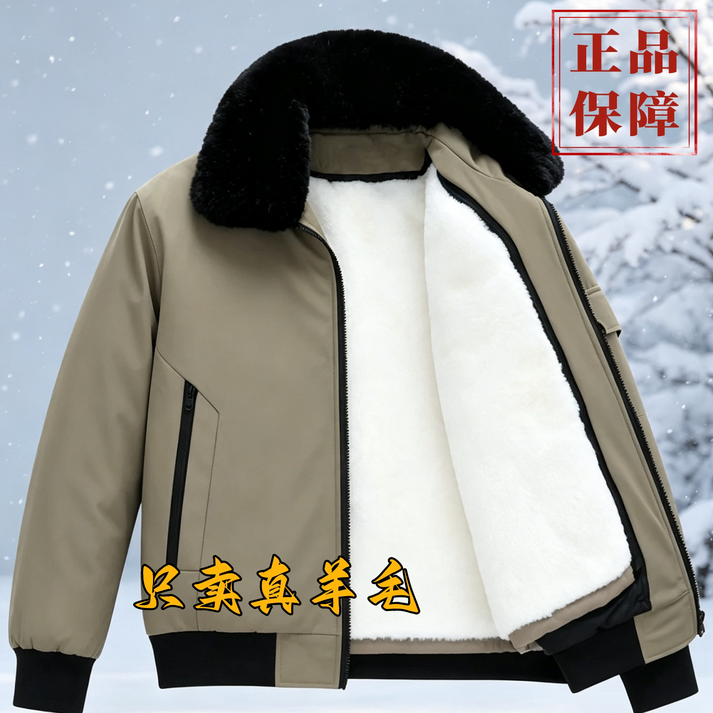 加厚夹克冬季男士原生态整张羊皮皮毛一体皮袄真长羊毛茄克中老年