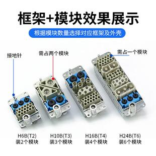 重载连接器HM模块组合带气针模块大电流电源信号线组合化插头插座
