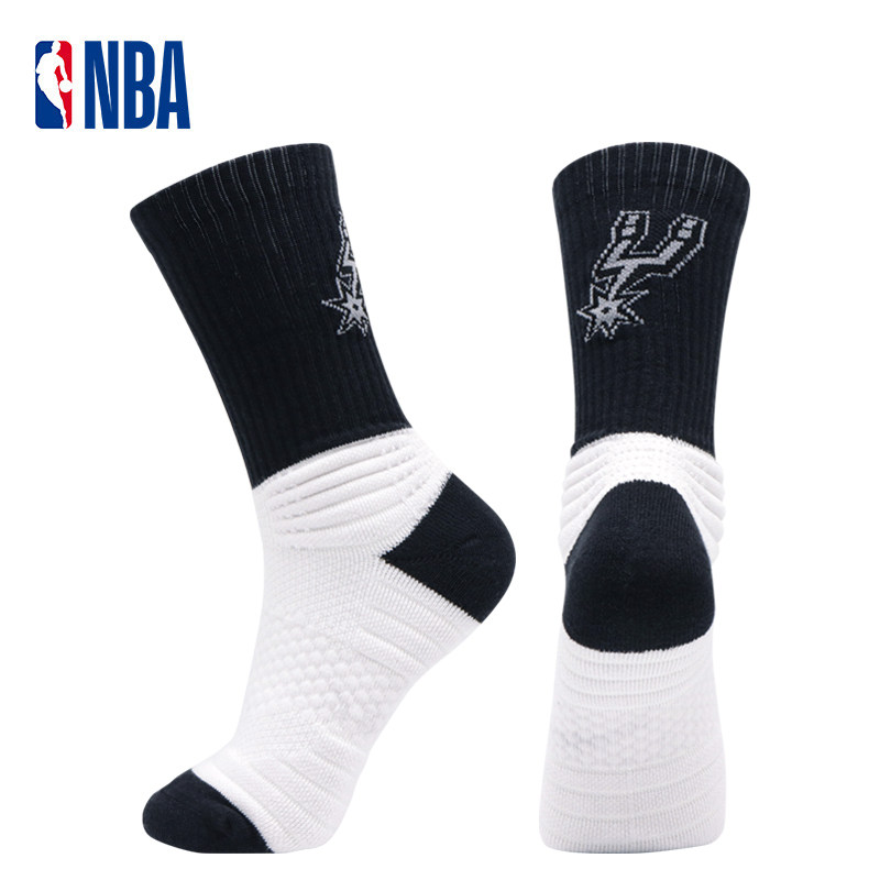 NBA马刺队加厚毛巾底高筒篮球运动袜子男款春夏透气袜