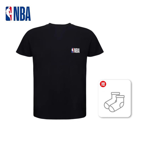 NBA纯棉吸汗透气打底衫短袖圆领内搭男士上衣宽松黑色学生内衣