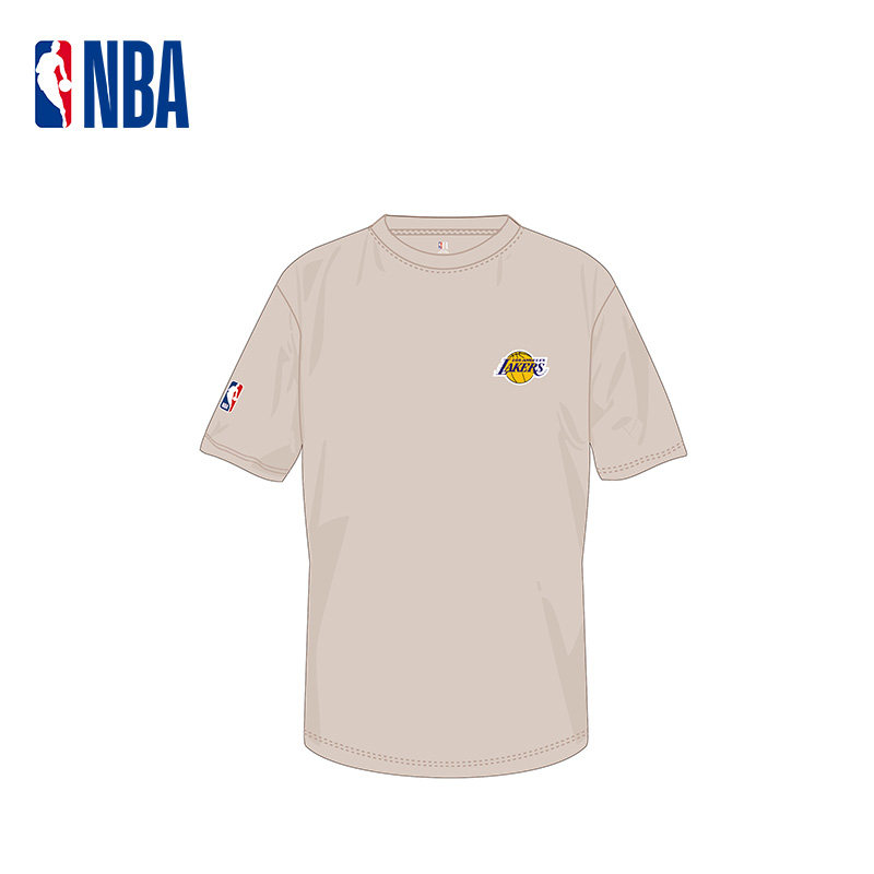 【定制】NBA浅杏色短袖男士篮球休闲运动上衣DIY球队印花设计