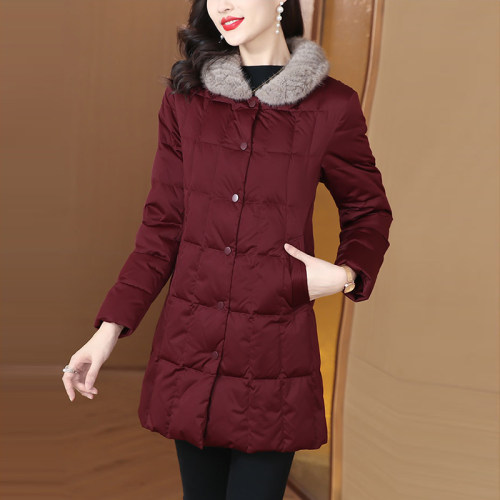女士保暖棉服女中长款秋冬新款小个子洋气棉袄显瘦不臃肿棉衣外套